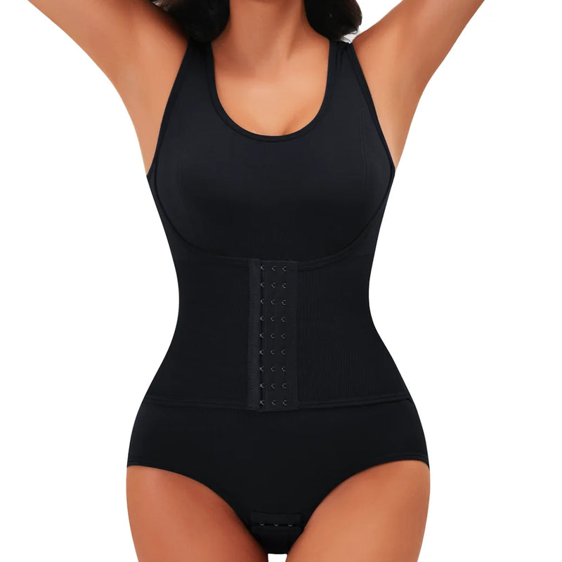Bodysuit Shapewear with Belt Women Tummy Control Fajas Body Shaper Waist Trainer Slimming Cincher Corset Tops Gym Belly Trimmer