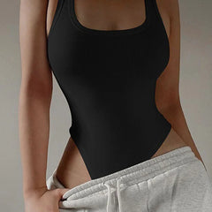 Sleeveless Knit Bodysuit Hot Summer Sexy Bodycon Off Shoulder Halter Tops Casual Street Bodice For Women ClubWear