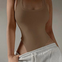 Sleeveless Knit Bodysuit Hot Summer Sexy Bodycon Off Shoulder Halter Tops Casual Street Bodice For Women ClubWear