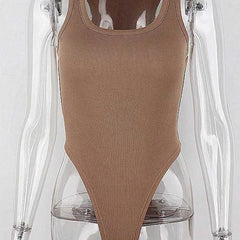 Sleeveless Knit Bodysuit Hot Summer Sexy Bodycon Off Shoulder Halter Tops Casual Street Bodice For Women ClubWear