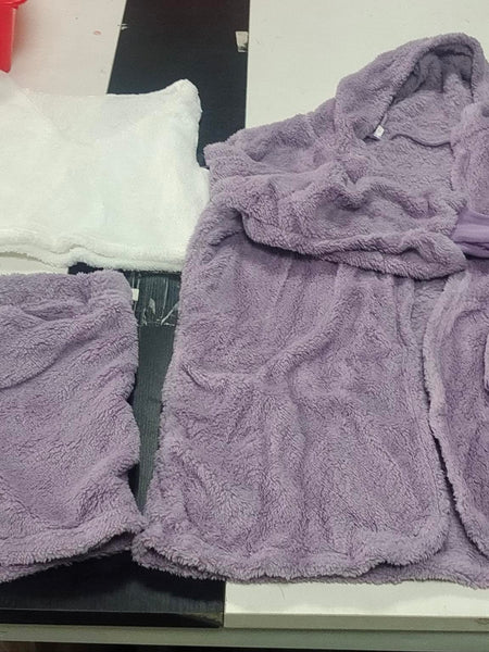 3pcs Womens Clothing Long Sleeve Crop Tank Top And Drawstring Shorts Pajama Set